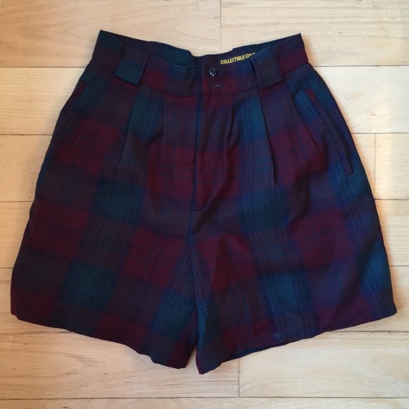 Collectable Gold Giorgio Sant Angelo Pants - Vintage Plaid Wool Shorts